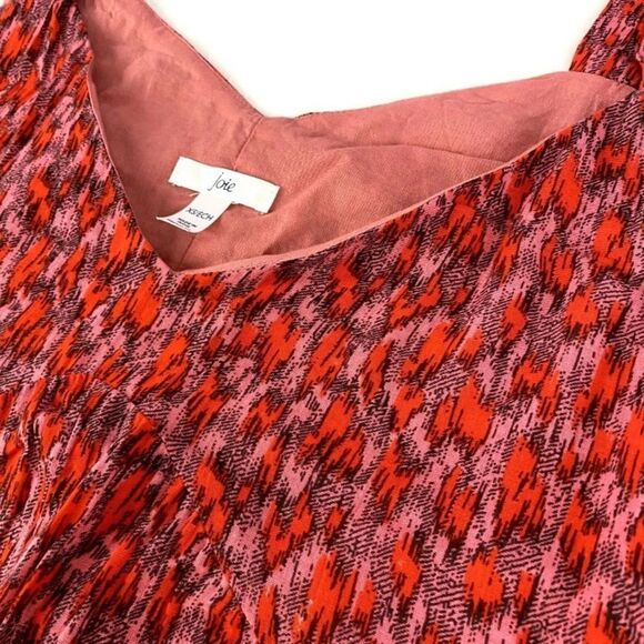 Joie Dress Sleeveless Tiered Lined Cotton Print Orange Lightweight Midi Maxi S - Picture 6 of 9